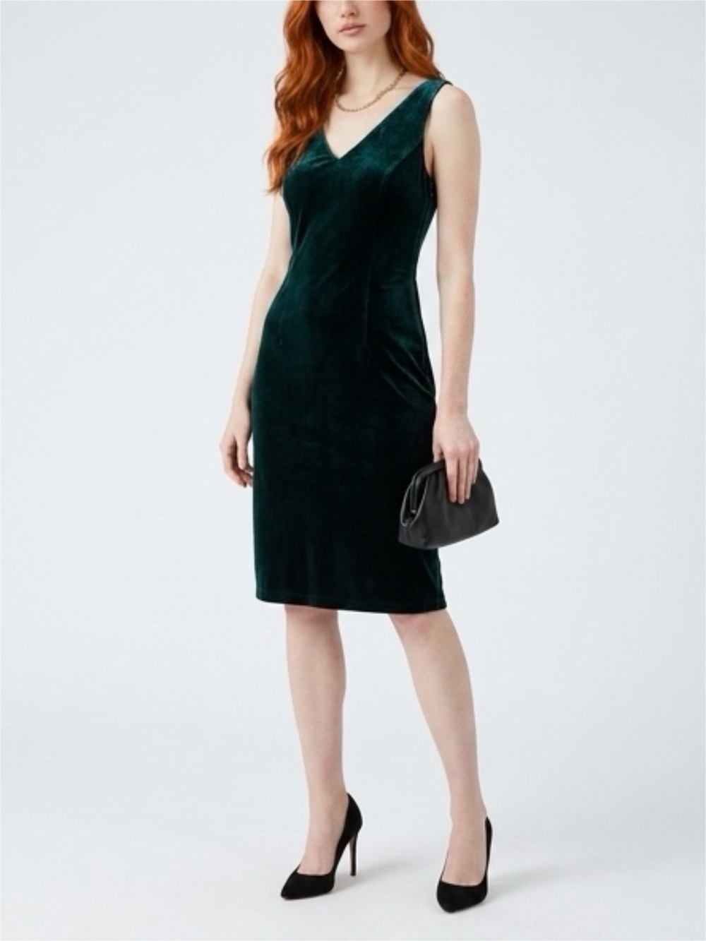 Donna Morgan Deep Green Velvet Backless Dress